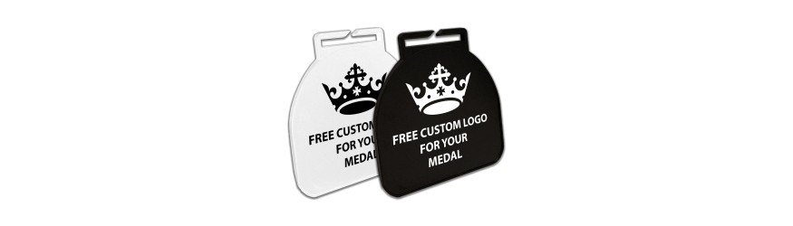 60MM MODERN CURVED BUDGET METAL PRINTED MEDAL - GOLD/ SILVER/ BRONZE/ BLACK/ WHITE